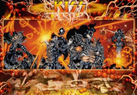 Kiss - rock and roll, heavy, guitars, band, rock, makeup