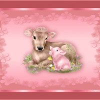 Baby deer and piglet