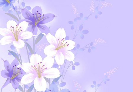 Pink-purple lilies - paint, flowers