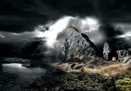 Black Bliss - sky, dark, clouds, bliss, wds, rock, black