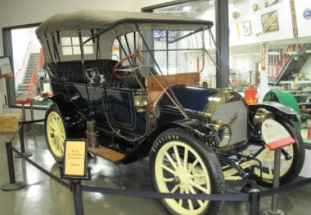 1911 old car at the Museum - black, car, yellow, photography, wheels