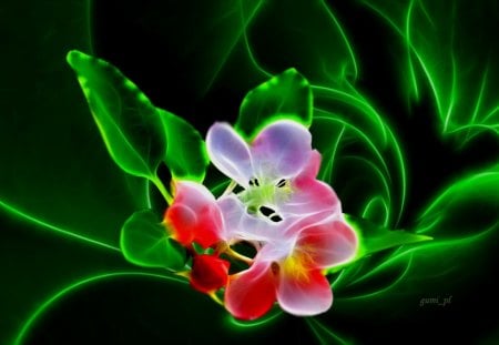 Fractal flower - flower, green, fractal, leaves