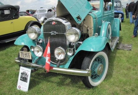 1932 Buick at the car show - yellow, photography, wheels, black, buick, white, car, red, green, flag