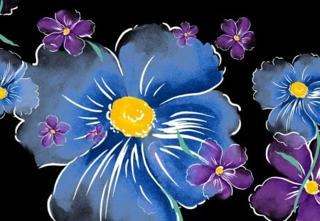 Blue Purple Watercolor - wild flowers, watercolor, summer, paint, painting, abstract, fleurs, dark, flowers