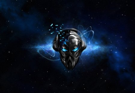 alien skull - skulls, blue space, windows 7, aliens, faces