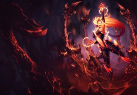 Zyra - flame, female, girl, league of legends, video game, zyra