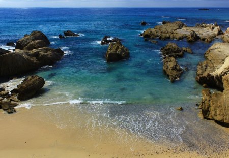 hidden beach - beach, sea, rocks, hidden