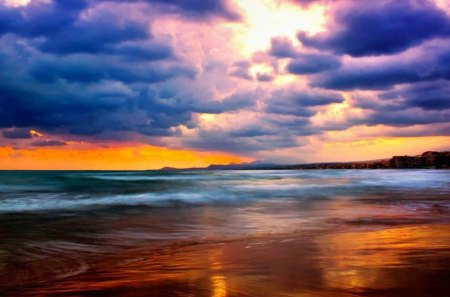 stormy-sunset - sunsets, oceans, nature, clouds