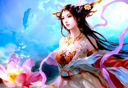 BEAUTIFUL PRINCESS - flowers, beauty, princess, art