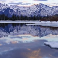 beautiful mirror lake in winter