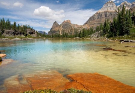 opabin terrace pools yoho np canada - pools, forest, mountains, rocks