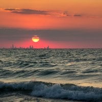 Chicago Skyline From A Beach In Indiana