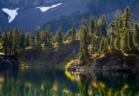 hayes lake and mount baker washington - lake, forest, mountain, reflection