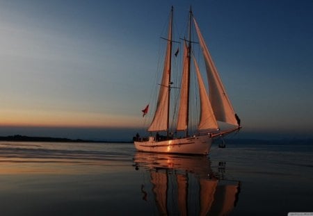 Sailing on Clear Waters - calm, water, boat, ocean, sky