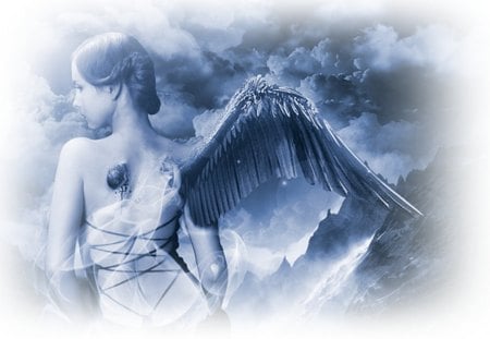 Fallen Angel - fallen, woman, wing, angel