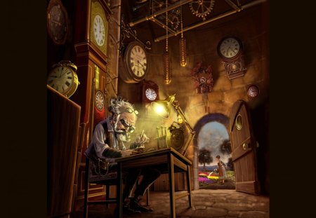 The Clocksmith - clocks, cgi, artwork, art, fantasy art