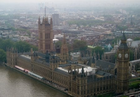 View from London Eye - Monuments, river, photography, towers, palace, clock