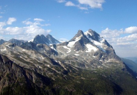 great mountain range - lake, mountains, river, valley