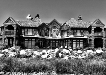 Old Manor - manor, island, dusty, dark, scary, spooky, vintage, old, classic, rocks