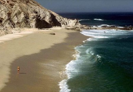 Walking on the Sand - ocean, sand, nature, beach