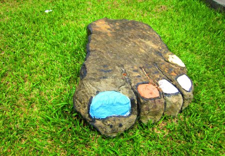 Painted stone - painted stone, stone, colorful, grass