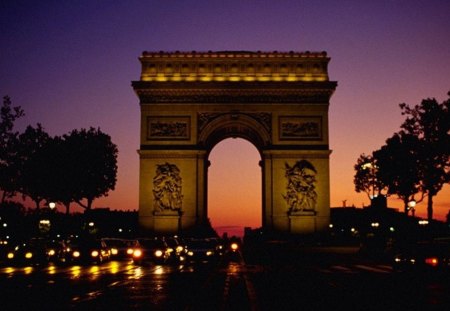 Arc de Triomphe - paris, night, monument, history