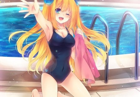 Aizawa Hikaru SwimSuit - beauty, girl, wall, anime, new