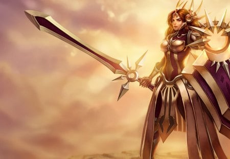 Leona - female, blade, leona, games, armour, league of legends, weapon, sword, video games