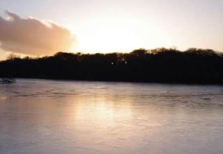 Lake at sunset - clouds, sunset, water, lake, sun, sky