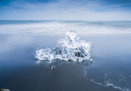 glacier - beach, sand, ice, water