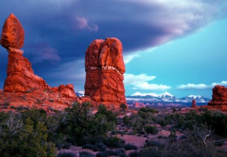 dark clouds over rocky canyon - canyon, clouds, rocks, storm