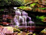 purple forest waterfall