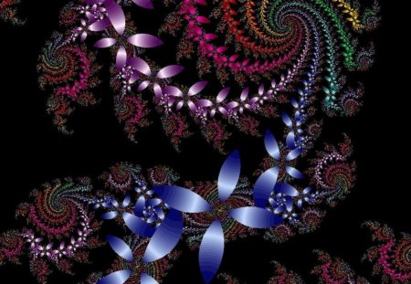 fractals abstract - art, purple, blue, dark