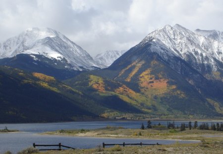 beautiful river valley - mountains, fences, clouds, river