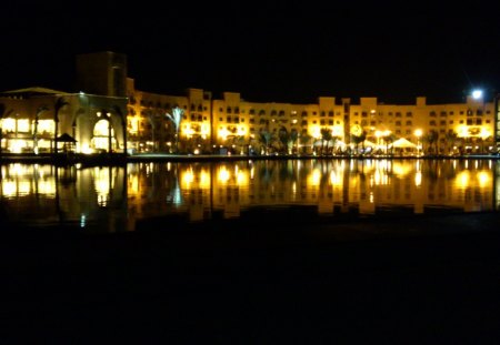 reflection - night, water, darkness, reflection