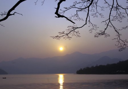 sleepy lake - night, sunset, water, lakes