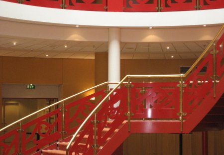 Stairs - house, stairs, architecture, red