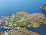 coastal village in norway from up high