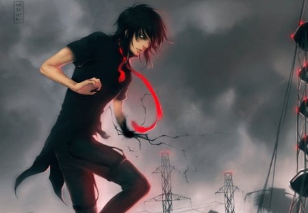 Creeping out to come alive - clothes, anime, magic, ability, guy, evil, hair, dark, black, mezamero