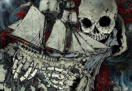 Pirates Pirate - skull, ship, pirates, pirate