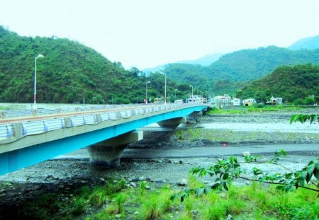 Bridge - stream, mountain, thatch grass, bridge