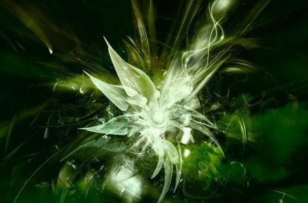 3D Green Flower - 3d, flower, cool, green