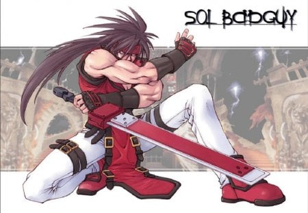 Sol Badguy - sword, anime, male, guilty gear, sol badguy, games, long hair, video games, weapon