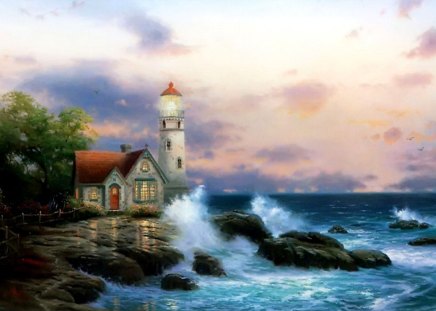 Seaside Lighthouse - ocean, nature, lighthouse, blue