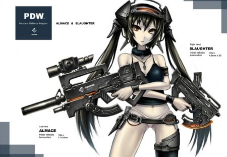 Personal Defense Weapon - defense, personal, gun, guns, girl, long, badass, black, hiar, cute, weapon, underwear