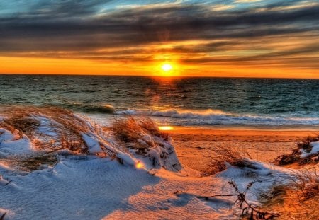 Beach - sea, sunset, nature, beach