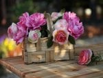 Basket of Pretty Pink Roses