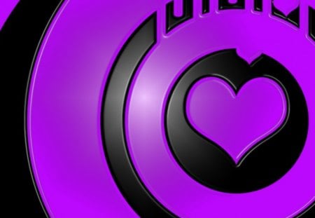 purple heart - black, heart, purple, hearts