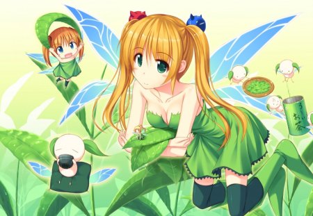 Green Fairy - girl, game, wings, fairy, cute, cg