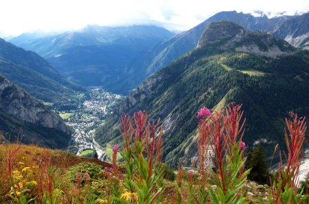 beautiful valley in italy - mountains, valley, rown, flowers